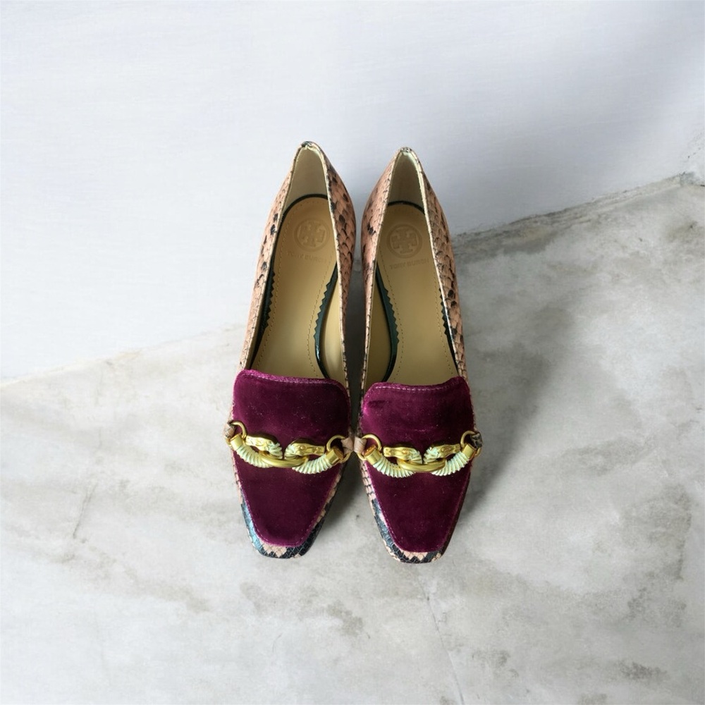 Elegant Tory Burch Velvet Chain Loafers